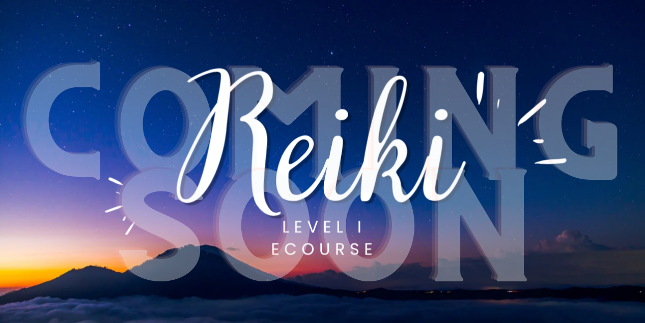 A sign that says reiki level 1 ecourse soon.